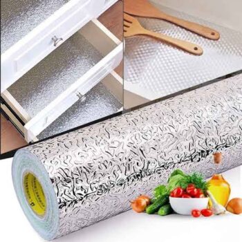 Silver Foil Kitchen Waterproof & Oil Proof Sticker | Aluminum Foil Self-Adhesive Sheet for Stove, Cabinets & Walls ? Heat Resistant Wallpaper (60?200cm)