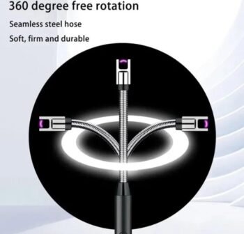 360° Outdoor Kitchen Lighter – USB Rechargeable Electronic Arc Lighter with Flexible Neck, Safety Lock, Windproof & Eco-Friendly Design (Random Colors)