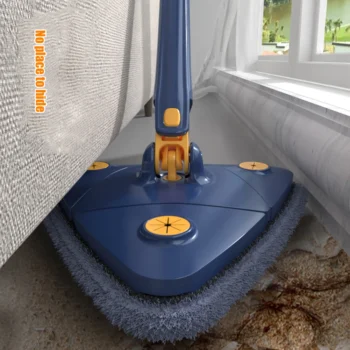 Extendable Triangle Mop 360 Twist Squeeze Window Glass Toilet Bathroom Floor Household Cleaning Ceiling Dusting (Random color)