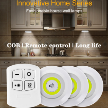 Pack of 3 LED Remote Control Lights ? Tap Lights with Self Adhesive for Cabinet, Wardrobe & Kitchen ~ Cell Operated