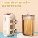 School Bus Design Kids Water Bottle With Strap? 600ml ABS Plastic Leak-Proof Bottle Small Square Drinking Cup ? Fun & Durable Water Bottle for Children (Random Color)